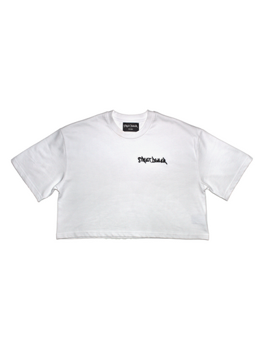STREET DEALER CROPPED T-SHIRT WHITE